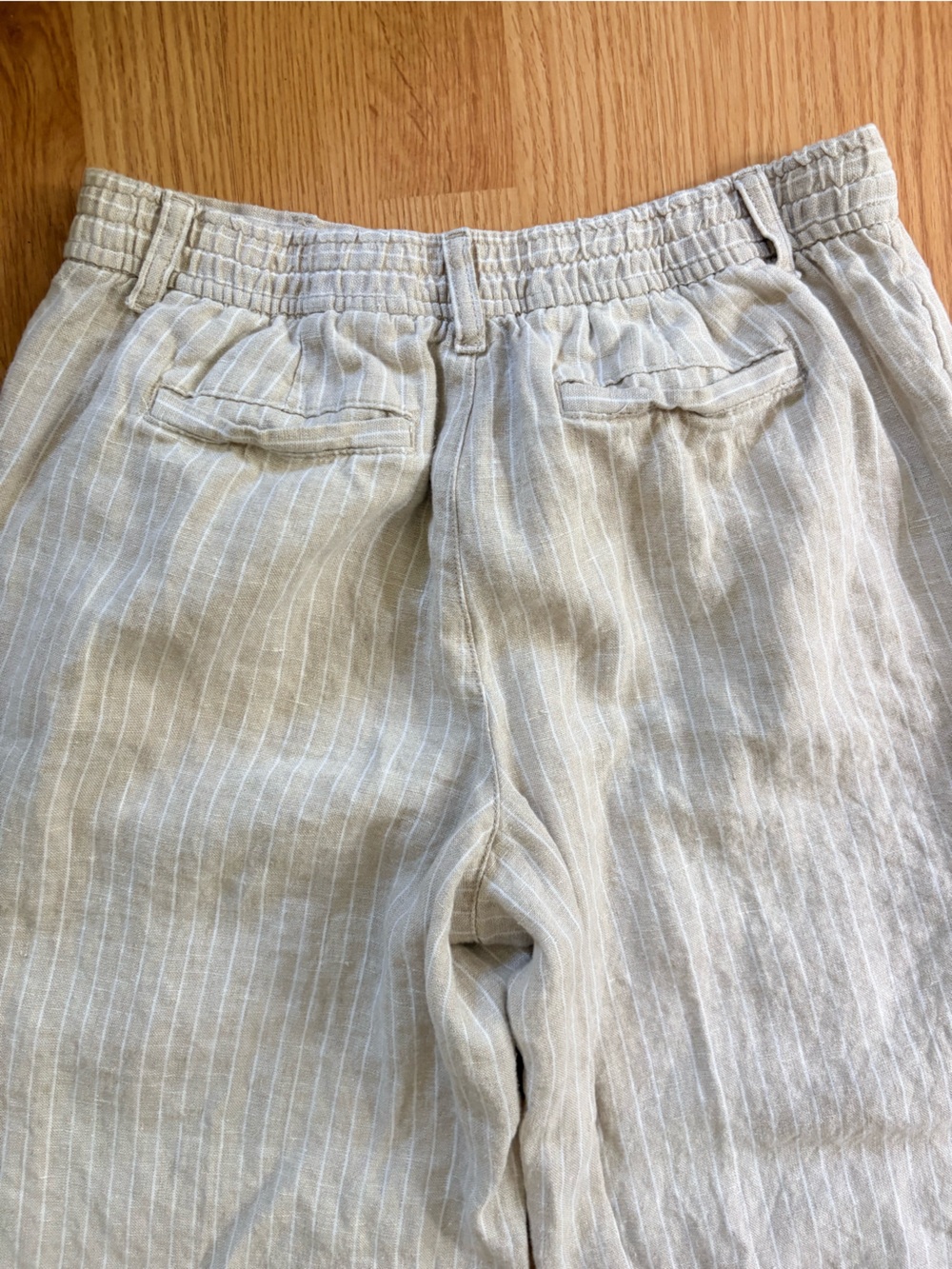 Women’s Lightweight Pinstripe Linen Blend Pants - Natural - Picture 5 of 6